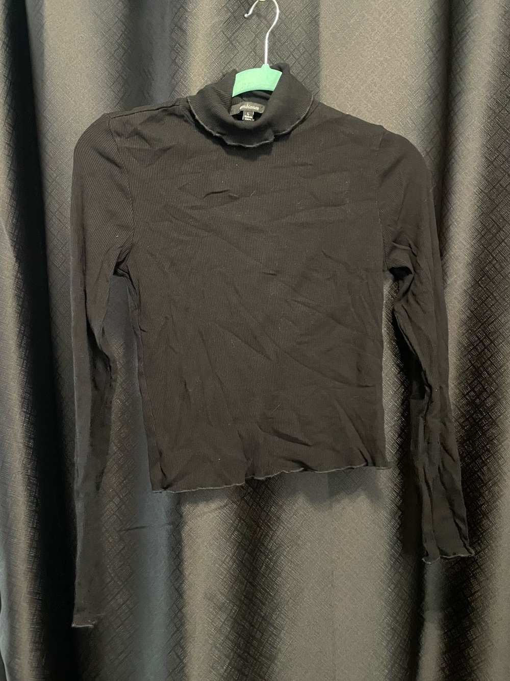 Ambiance Black Long-Sleeve Mock Neck Top